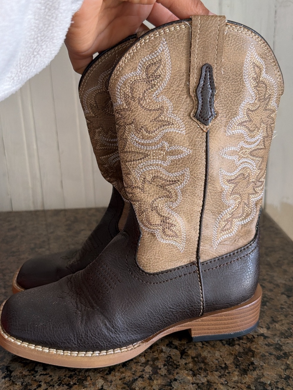 Kids Two-Tone Brown Western Cowboy Boots